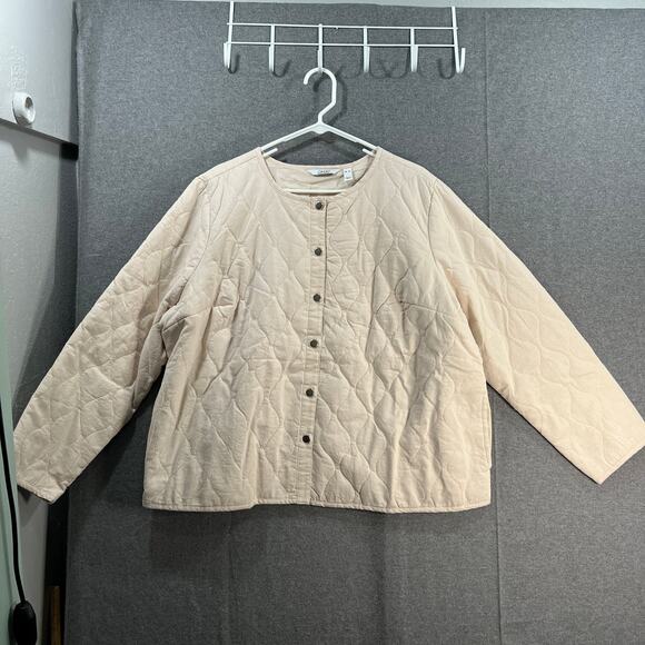 Denim & Co. Cotton Quilted Jacket Light Khaki Size X-Large - Picture 1 of 10